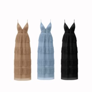 Vestido Longo Em Tule Decote V