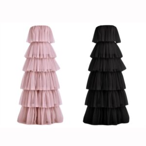 Vestido Longo Camadas em Tule