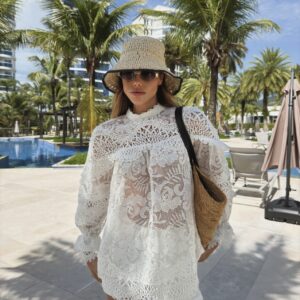 Blusa Manga Longa De Renda