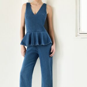 Macacão Denin Peplum