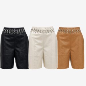 Bermuda Couro Fake Com Detalhes