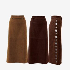 Saia Midi Suede Com Recortes Laterais