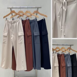 Calça Com Bolsos E Laço Na Cintura