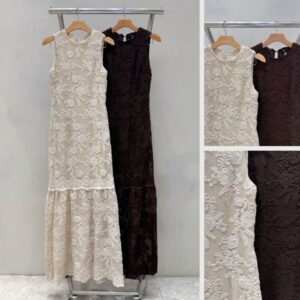 Vestido Longo Sem Manga Em Fibra Natural