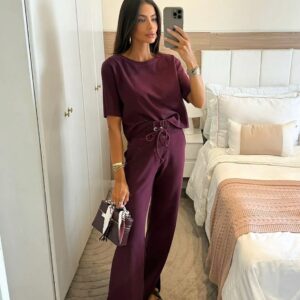 Conjunto Calça Com Elástico Na Cintura