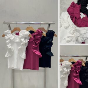 Blusa Tricot Canelado Babado Importado