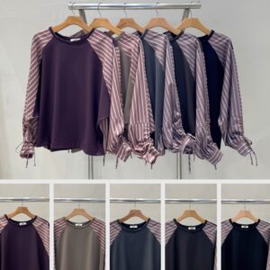 Blusa Manga Longa Listrada Mix Tricoline