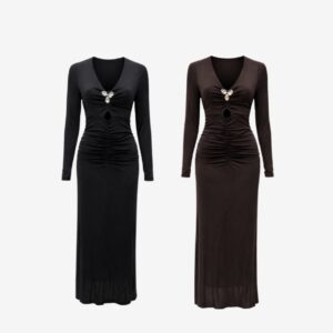 Vestido Drapeado Com Strass