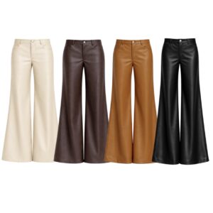 Calça Flare Em Couro Fake