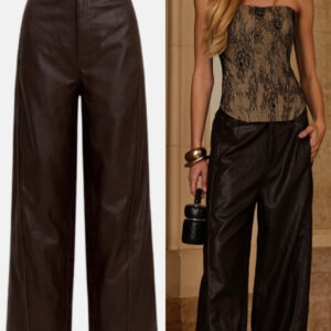Calça Wide Leg Couro Fake