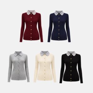 Cardigan De Tricot Gola Listrada