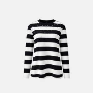 Blusa Listrada Com Aplicação De Brilhos