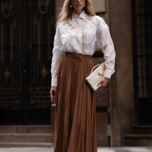 Saia Plissada De Suede