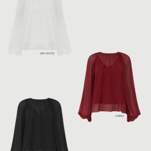 Blusa Manga Longa Chiffon