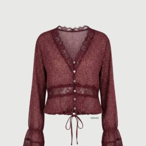 Blusa Estampada Com Renda