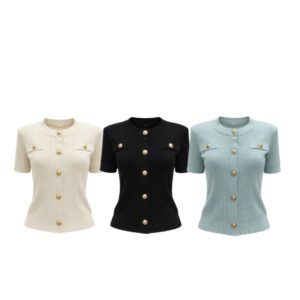 Blusa Malha Canelada Com Botões