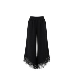 Calça Com Detalhe De Franjas Crepe