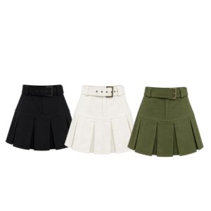 Short Saia Sarja Com Cinto