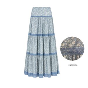 Saia Estampa Liberty com Renda