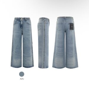 Calça Wide Com Cordão Trançado