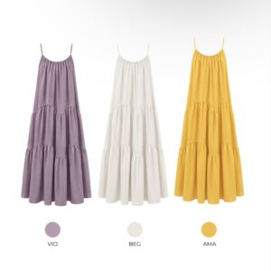 Vestido Longo Acetinado Com Camadas